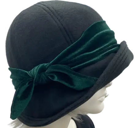head wears Cutesy-Bow-Cloche-Hat-color-Speak-Easy-Green