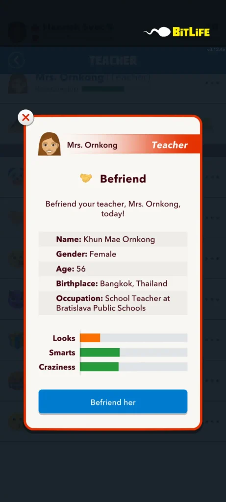 Befriend with teacher