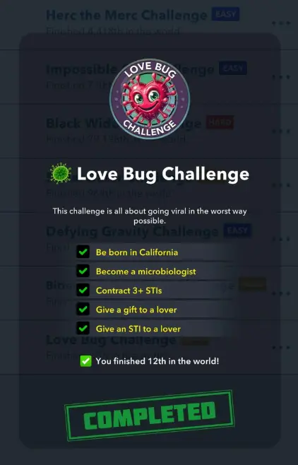 bitlife love bug challenge