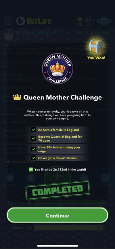 bitlife-queen-mother-challenge